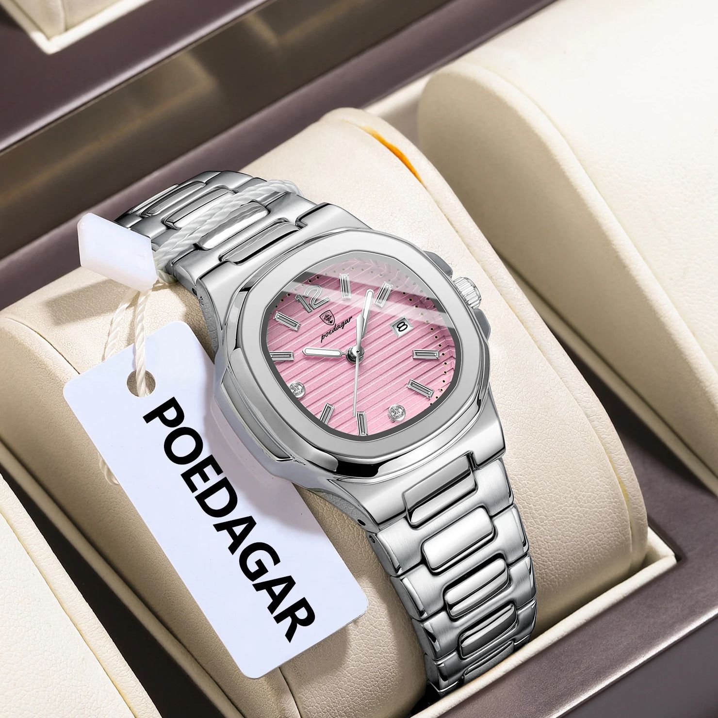 POEDAGAR Square Fashion Woman  - đánh giá và giá Waterproof Diving Watch